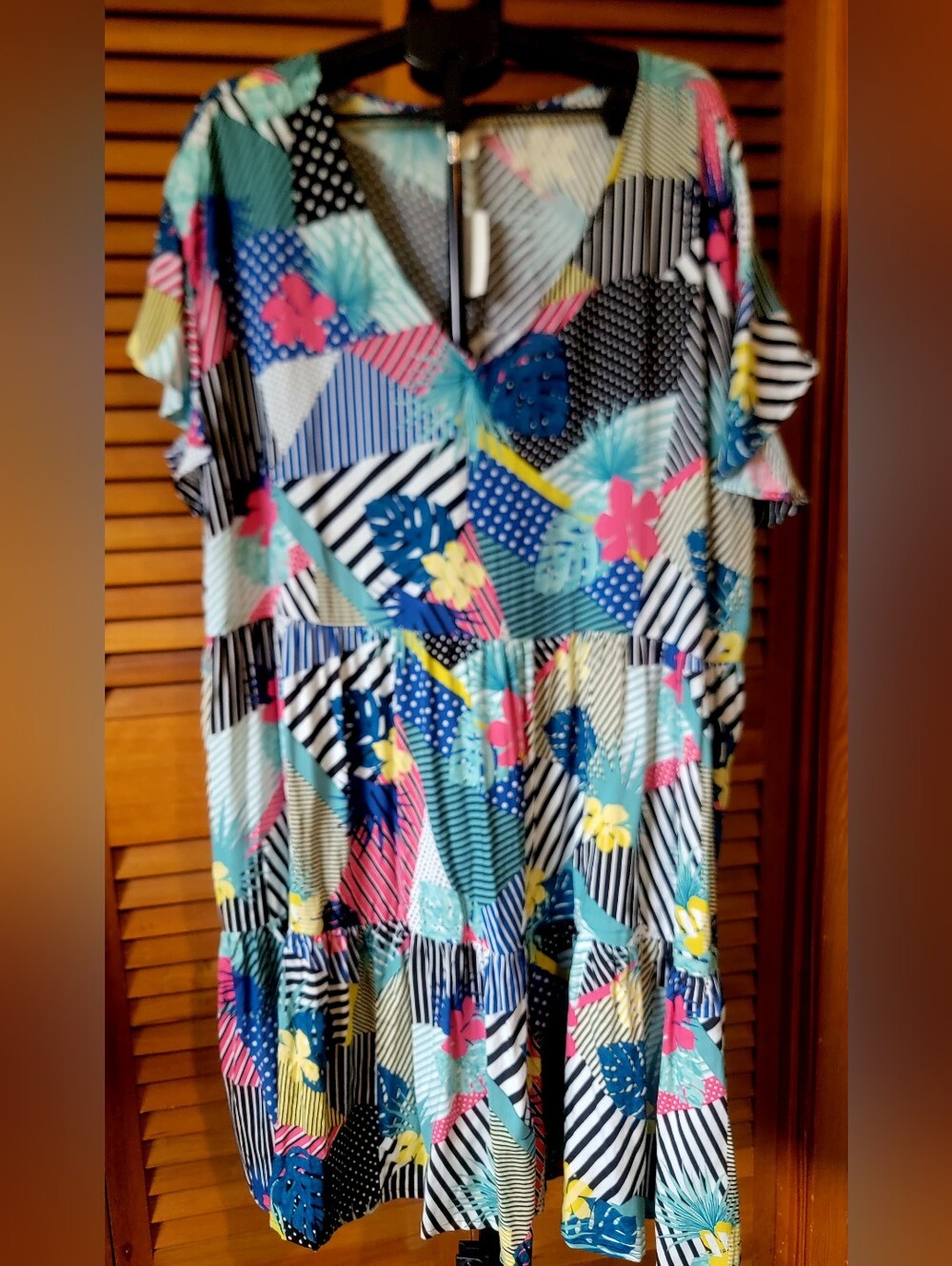 loralette Multicolor Geometric Floral Midi Dress